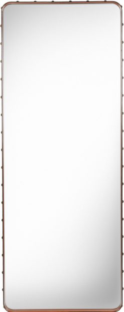 Gubi Miroirs | Miroir Mural Adnet Cuir Marron / 180 X 70 Cm - Reedition 50' - Gubi