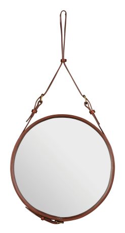 Gubi Miroirs | Miroir Mural Adnet Cuir Marron / O 58 Cm - Reedition 50' - Gubi