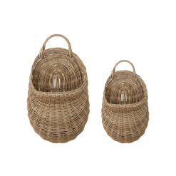 Bloomingville Paniers Et Petits Rangements | Rangement Mural Chloe Fibre Vegetale / Set De 2 - Rotin / L 20 X H 40 & L 31 X H 55 Cm - Bloomingville