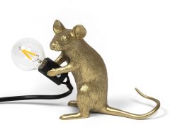 Seletti Kids | Lampe De Table Mouse Sitting #2 / Souris Assise Plastique Or / Cable Usb - Seletti