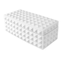 Jonathan Adler Boites Deco | Boite Charade Square Studded Ceramique Blanc / 13 X 25 Cm - Jonathan Adler