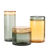 Pols Potten Boites Et Conservation | Bocal Large Verre Orange Gris / Set De 3 - H 15 A 30.5 Cm - Pols Potten