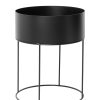 Ferm Living Pots Et Plantes | Jardiniere Plant Box Round Metal Noir / O 40 X H 50 Cm - Ferm Living