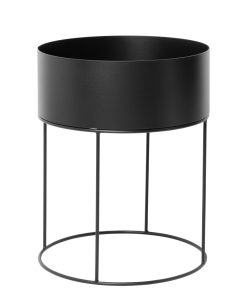 Ferm Living Pots Et Plantes | Jardiniere Plant Box Round Metal Noir / O 40 X H 50 Cm - Ferm Living