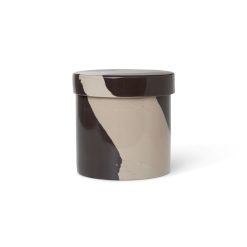 Ferm Living Boites Et Conservation | Boite Inlay Ceramique Marron Beige Large / O 14 X H 14 Cm - Ferm Living