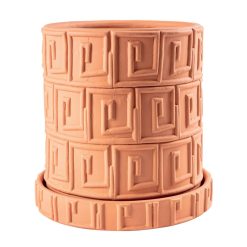 Seletti Pots Et Plantes | Pot De Fleurs Magna Graecia - Greca Ceramique / Avec Soucoupe - O 30 X H 39 Cm - Terre Cuite - Seletti