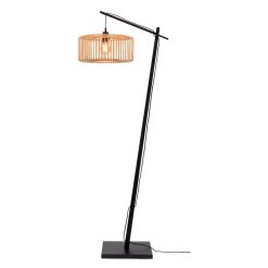 GOOD&MOJO Lampadaires | Lampadaire Bromo Small Noir Bois Naturel / Bambou - H 176 Cm / O 40 Cm - Good&Mojo