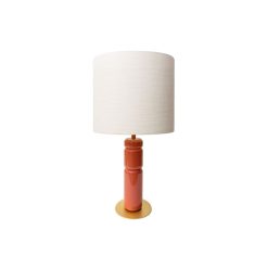 POPUS EDITIONS Lampes De Table | Lampe De Table Petra Tissu Bois Rouge Marron / O 35 X H 73 Cm - Popus Editions