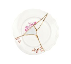 Seletti Assiettes | Assiette A Dessert Kintsugi Ceramique Blanc / Or Fin - Seletti