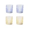 & klevering Verres | Verre Trunk Verre Bleu Jaune / Set De 4 - O 8 X H 9 Cm - & Klevering