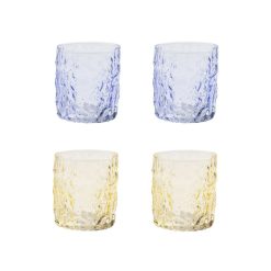 & klevering Verres | Verre Trunk Verre Bleu Jaune / Set De 4 - O 8 X H 9 Cm - & Klevering