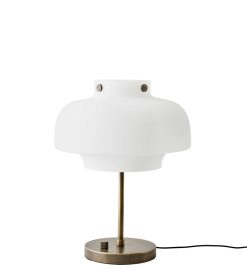 &tradition Led | Lampe De Table Copenhague Sc13 Led Verre Blanc Marron Metal / O 33 Cm - &Tradition