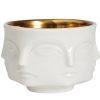 Jonathan Adler Bougeoirs, Photophores | Photophore Muse Votive Ceramique Blanc Or / Coupelle - Jonathan Adler