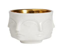 Jonathan Adler Bougeoirs, Photophores | Photophore Muse Votive Ceramique Blanc Or / Coupelle - Jonathan Adler