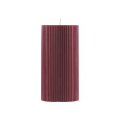 Normann Copenhagen Bougeoirs, Photophores | Bougie Bloc Grooved Cire Rouge / Rainuree - O 7 X H 14 Cm - Normann Copenhagen