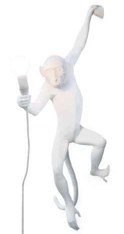 Seletti Appliques | Applique Avec Prise Monkey Hanging Plastique Blanc / Indoor - H 76,5 Cm - Seletti