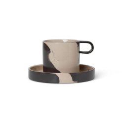 Ferm Living Tasses Et Mugs | Tasse Inlay Ceramique Marron Beige / Avec Soucoupe - Ferm Living