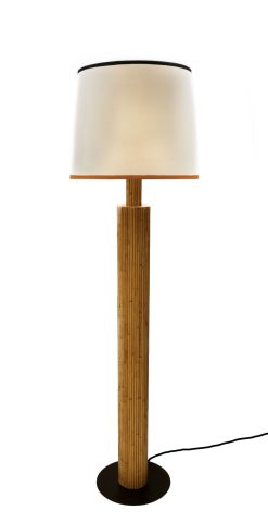 Maison Sarah Lavoine Lampadaires | Lampadaire Riviera Tissu Blanc Bois Naturel / Rotin & Coton - H 155 Cm - Maison Sarah Lavoine