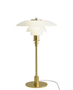 Louis Poulsen Lampes De Table | Lampe De Table Ph 3/2 Verre Blanc Or Metal / Laiton - 1927 - Louis Poulsen