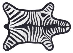 Jonathan Adler Linge De Bain | Tapis De Bain Zebra Tissu Blanc Noir / Reversible - 112 X 79 Cm - Jonathan Adler