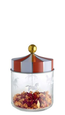 Alessi Boites Et Conservation | Bocal Hermetique Circus Metal Verre Rouge Blanc Transparent / 75 Cl - Alessi