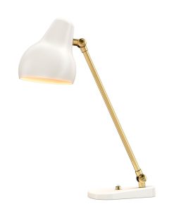 Louis Poulsen Led | Lampe De Table Vl38 Led Metal Blanc Or / Laiton - Reedition 1940 - Louis Poulsen