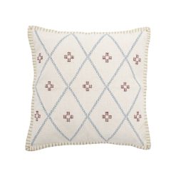 Bloomingville Deco Textile | Coussin Aiko Tissu Blanc / 45 X 45 Cm - Motifs Brodes - Bloomingville