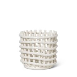 Ferm Living Centres De Table Et Vide-Poches | Corbeille Ceramic Small Ceramique Blanc / O 16 X H 14,5 Cm - Fait Main - Ferm Living