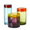 Pols Potten Boites Et Conservation | Bocal Large Verre Multicolore / Set De 3 - H 15 A 30.5 Cm - Pols Potten