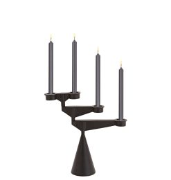 Tom Dixon Bougeoirs, Photophores | Chandelier Spin Mini Metal Noir / Articule - L 37 X H 38 Cm - Date 2015 - Tom Dixon