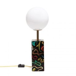 Seletti Lampes De Table | Lampe De Table Toiletpaper - Snakes Verre Ceramique Blanc Noir / H 70 Cm - Seletti