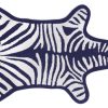 Jonathan Adler Linge De Bain | Tapis De Bain Zebra Tissu Blanc Bleu / Reversible - 112 X 79 Cm - Jonathan Adler