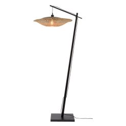 GOOD&MOJO Lampadaires | Lampadaire Kalimantan Noir Bois Naturel / Bambou - H 176 Cm / O 60 Cm - Good&Mojo