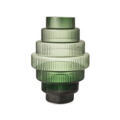 Pols Potten Boites Deco | Vase Steps Large Verre Vert / O 35 X H 50 Cm - Souffle Bouche - Pols Potten