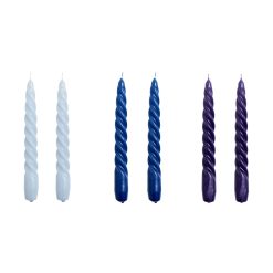 Hay Bougeoirs, Photophores | Bougie Longue Twist Cire Bleu / Set De 6 - Hay