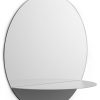 Normann Copenhagen Miroirs | Miroir Mural Horizon Rond Metal Verre Gris / Etagere - O 34 Cm - Normann Copenhagen