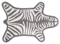 Jonathan Adler Linge De Bain | Tapis De Bain Zebra Tissu Blanc Gris / Reversible - 112 X 79 Cm - Jonathan Adler