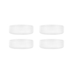 Ferm Living Saladiers, Coupes Et Bols | Coupelle Ripple Verre Blanc / Set De 4 - Verre Strie - Ferm Living