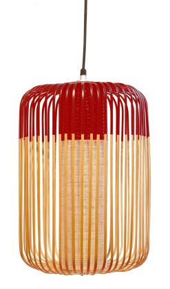 Forestier Suspensions | Suspension Bamboo Light L Rouge Bois Naturel / H 50 X O 35 Cm - Forestier