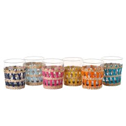 Pols Potten Verres | Verre A Eau Reed Verre Fibre Vegetale / Set De 6 - Verre & Osier - Pols Potten