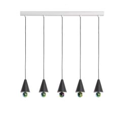 Petite Friture Suspensions | Suspension Cherry Line Metal Noir / Led - L 90 Cm / 5 Abat-Jours Xs - Petite Friture