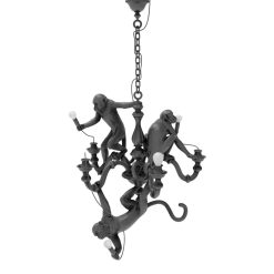 Seletti Suspensions | Suspension Monkey Chandelier Plastique Noir / Lustre - O 80 X H 105 Cm - Seletti