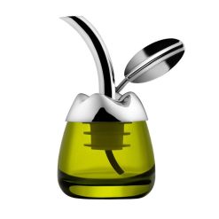 Alessi Sel, Poivre Et Huile | Huilier Fior D'Olio Verre Metal / Testeur Avec Bouchon-Verseur Universel - Alessi