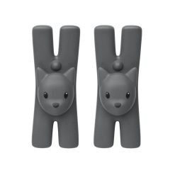 Alessi Nettoyage Et Rangement | Pince Lampo Chat Plastique Noir / Aimantee - Set De 2 - Alessi