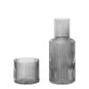 Ferm Living Carafes Et Decanteurs | Carafe Ripple Verre Gris Transparent / Set Carafe 0,5L + 1 Verre - Ferm Living