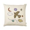 Ferm Living Deco Textile | Coussin Naive Bird Tissu Blanc / 40 X 40 Cm - Brode A La Main - Ferm Living