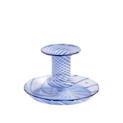 Hay Bougeoirs, Photophores | Bougeoir Flare Stripe Small Verre Bleu / H 7,5 Cm - Hay