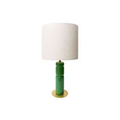 POPUS EDITIONS Lampes De Table | Lampe De Table Petra Tissu Bois Vert / O 35 X H 73 Cm - Popus Editions