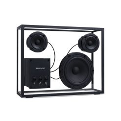 Transparent Speaker High Tech | Enceinte Large Verre Noir Transparent / L 42 X H 33 Cm - Verre Trempe - Transparent Speaker