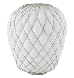 Fontana Arte Lampes De Table | Lampe De Table Pinecone Verre Blanc / O 50 X H 52 Cm - Resille Metal - Fontana Arte